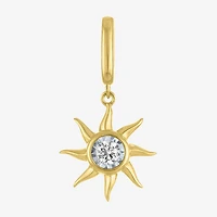 Charmed by Diamond Addiction Accent Sun (G-H / Si2- I1) White 14K Gold Over Silver Sunburst Charm