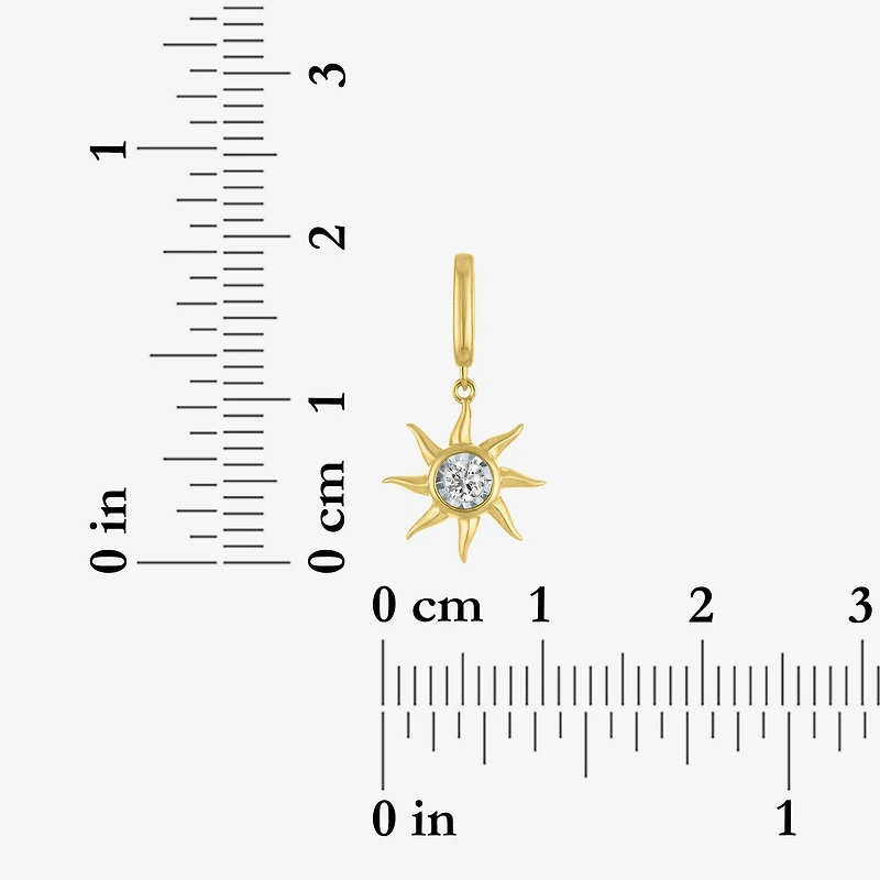 Charmed by Diamond Addiction Accent Sun (G-H / Si2- I1) White 14K Gold Over Silver Sunburst Charm