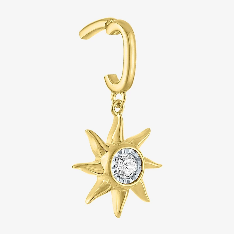 Charmed by Diamond Addiction Accent Sun (G-H / Si2- I1) White 14K Gold Over Silver Sunburst Charm