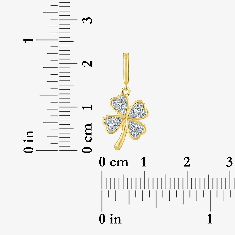 Charmed by Diamond Addiction Clover (G-H / Si2- I1) Womens Accent Lab Grown White 14K Gold Over Silver Pendant