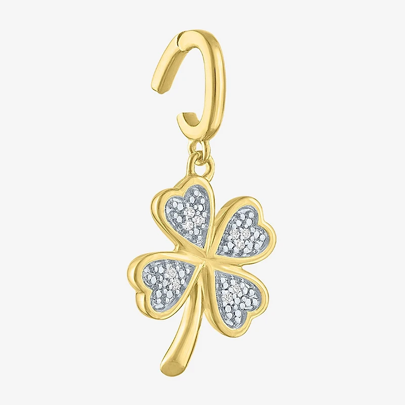 Charmed by Diamond Addiction Clover (G-H / Si2- I1) Womens Accent Lab Grown White 14K Gold Over Silver Pendant