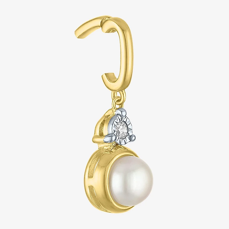 Charmed by Diamond Addiction Accent (G-H / Si2-I1) Red Garnet 14K Gold Over Silver Charm
