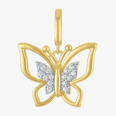Charmed by Diamond Addiction Butterfly (G-H / Si2- I1) Womens Accent Lab Grown White 14K Gold Over Silver Pendant