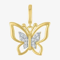 Charmed by Diamond Addiction Accent Butterfly (G-H / Si2- I1) White 14K Gold Over Silver Charm