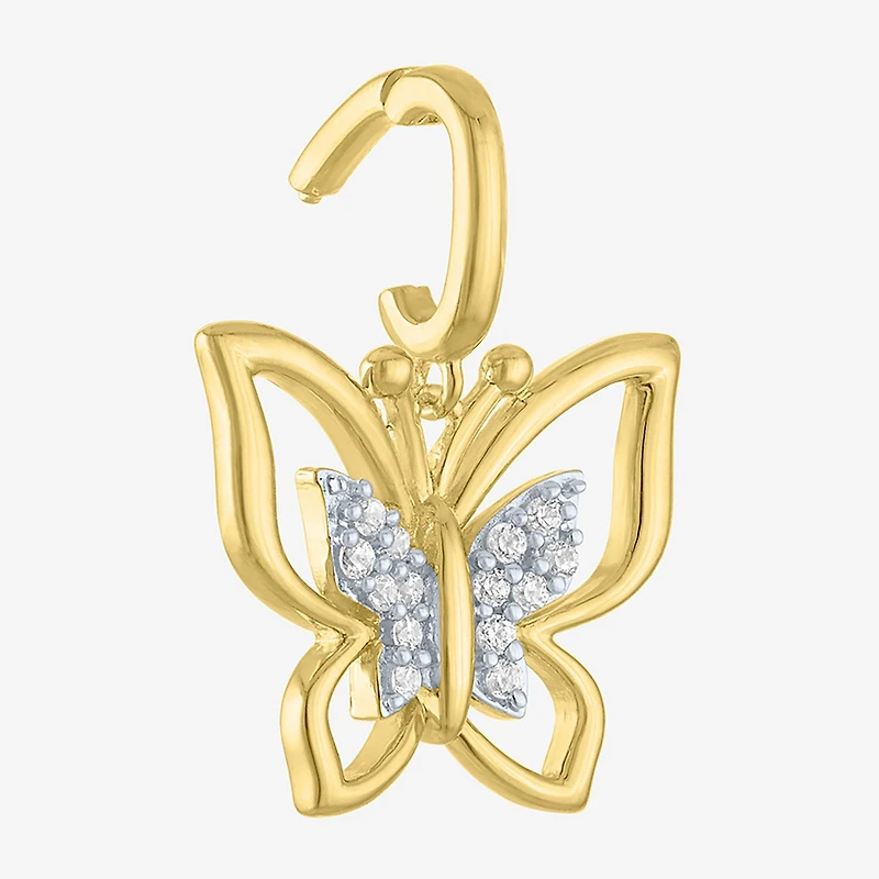Charmed by Diamond Addiction Accent Butterfly (G-H / Si2- I1) White 14K Gold Over Silver Charm