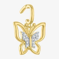 Charmed by Diamond Addiction Accent Butterfly (G-H / Si2- I1) White 14K Gold Over Silver Charm