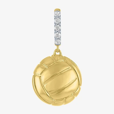 Charmed by Diamond Addiction Accent Volleyball (G-H / Si2- I1) White 14K Gold Over Silver Charm
