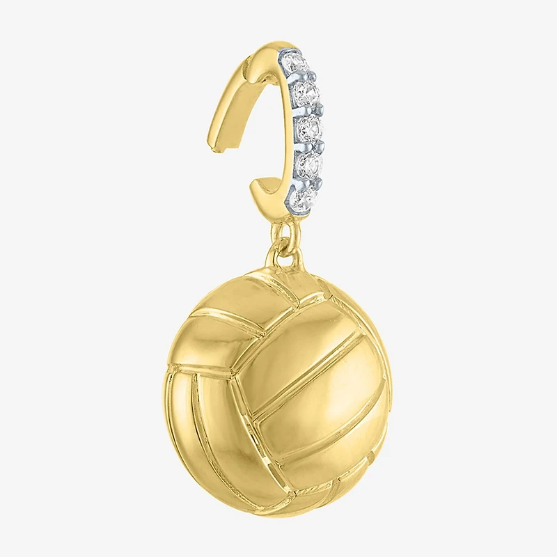 Charmed by Diamond Addiction Accent Volleyball (G-H / Si2- I1) White 14K Gold Over Silver Charm