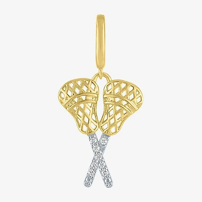 Charmed by Diamond Addiction Lacrosse (G-H / Si2- I1) Womens Accent Lab Grown White 14K Gold Over Silver Pendant