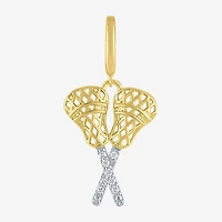 Charmed by Diamond Addiction Accent Lacrosse (G-H / Si2- I1) White 14K Gold Over Silver Charm