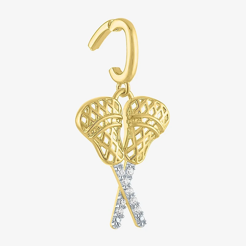 Charmed by Diamond Addiction Accent Lacrosse (G-H / Si2- I1) White 14K Gold Over Silver Charm