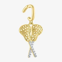 Charmed by Diamond Addiction Accent Lacrosse (G-H / Si2- I1) White 14K Gold Over Silver Charm