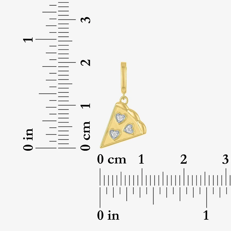 Charmed by Diamond Addiction Accent Pizza (G-H / Si2- I1) White 14K Gold Over Silver Charm
