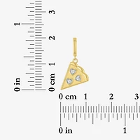 Charmed by Diamond Addiction Accent Pizza (G-H / Si2- I1) White 14K Gold Over Silver Charm
