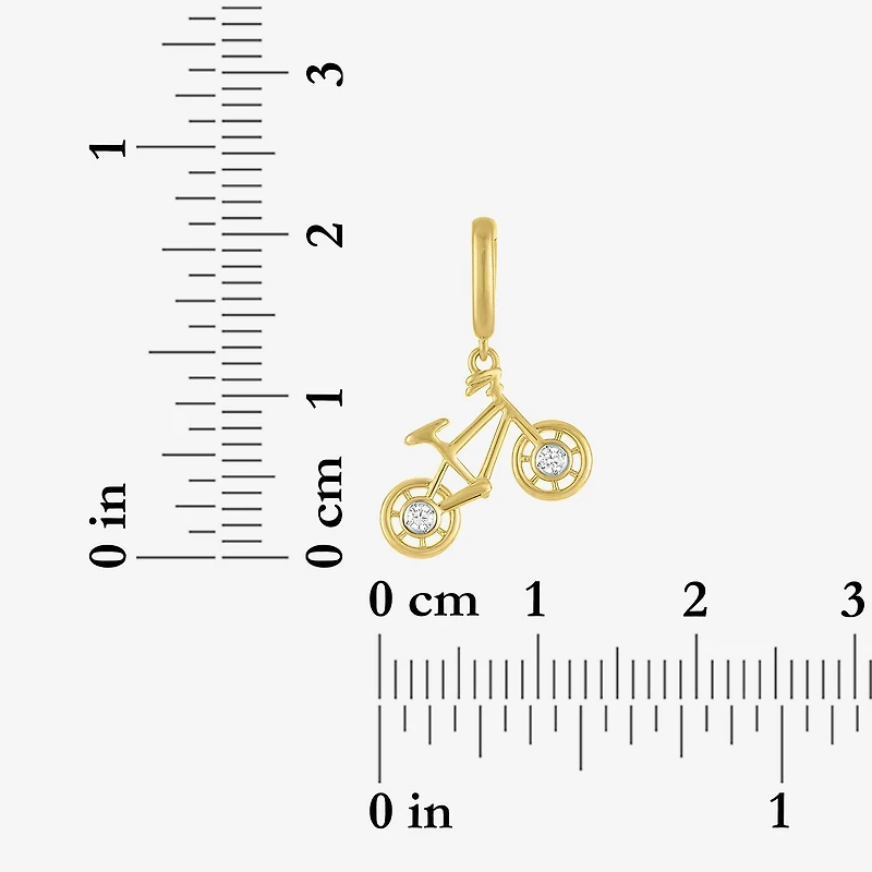 Charmed by Diamond Addiction Accent Bike (G-H / Si2- I1) White 14K Gold Over Silver Charm