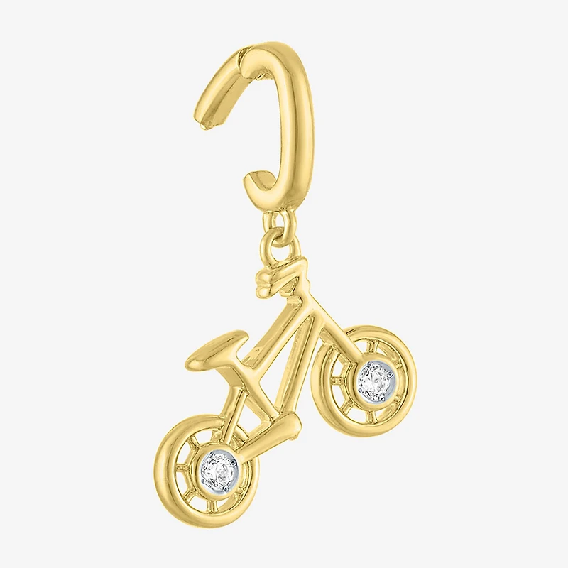 Charmed by Diamond Addiction Accent Bike (G-H / Si2- I1) White 14K Gold Over Silver Charm