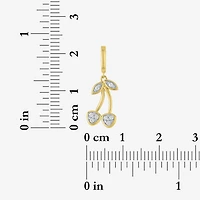 Charmed by Diamond Addiction Accent Cherries (G-H / Si2- I1) White 14K Gold Over Silver Charm