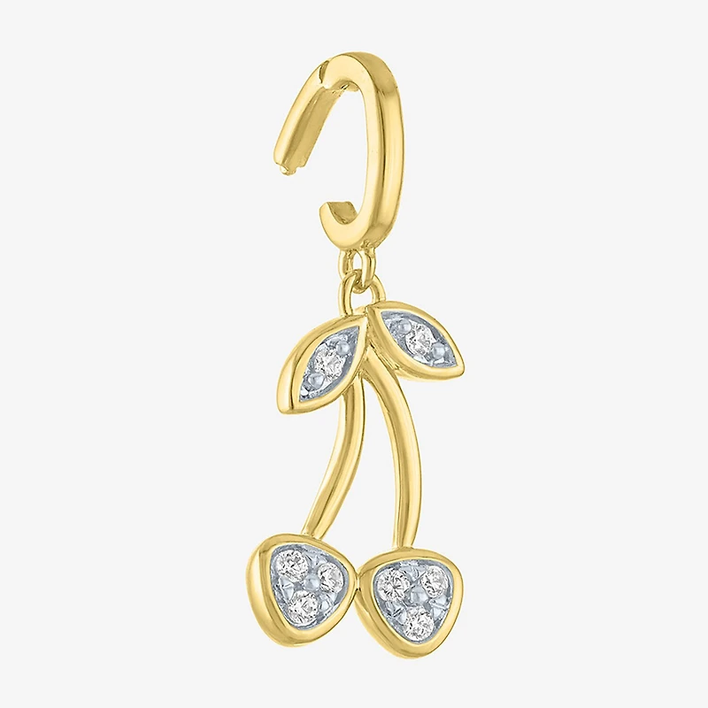 Charmed by Diamond Addiction Accent Cherries (G-H / Si2- I1) White 14K Gold Over Silver Charm