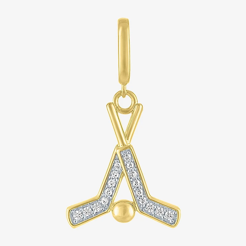 Charmed by Diamond Addiction Accent Hockey (G-H / Si2- I1) White 14K Gold Over Silver Charm