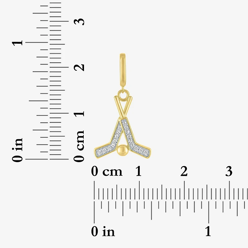 Charmed by Diamond Addiction Accent Hockey (G-H / Si2- I1) White 14K Gold Over Silver Charm