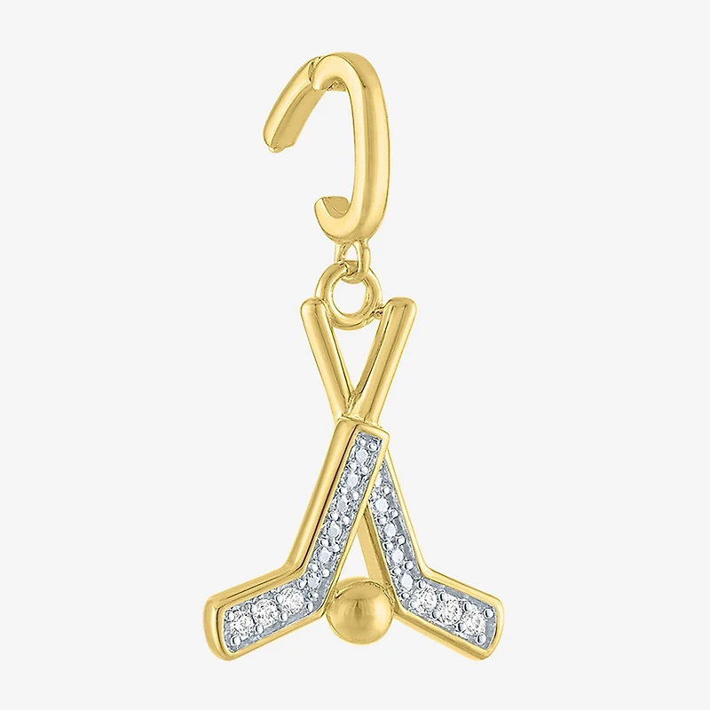 Charmed by Diamond Addiction Accent Hockey (G-H / Si2- I1) White 14K Gold Over Silver Charm