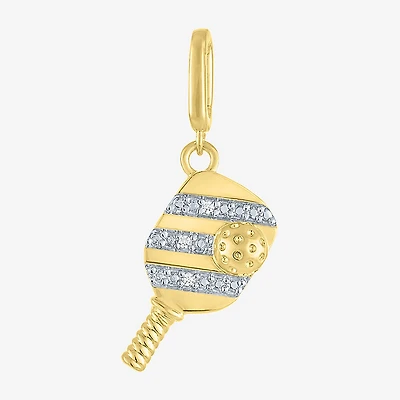 Charmed by Diamond Addiction Pickleball (G-H / Si2- I1) Womens Accent Lab Grown White 14K Gold Over Silver Pendant