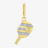 Charmed by Diamond Addiction Pickleball (G-H / Si2- I1) Womens Accent Lab Grown White 14K Gold Over Silver Pendant