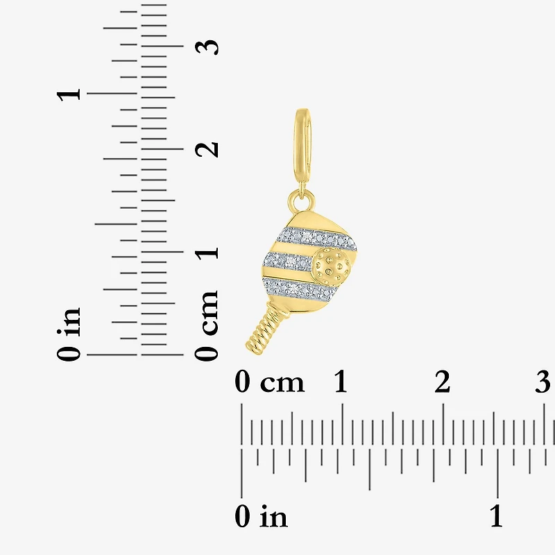 Charmed by Diamond Addiction Pickleball (G-H / Si2- I1) Womens Accent Lab Grown White 14K Gold Over Silver Pendant