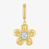 Charmed by Diamond Addiction Accent Flower (G-H / Si2- I1) White 14K Gold Over Silver Charm