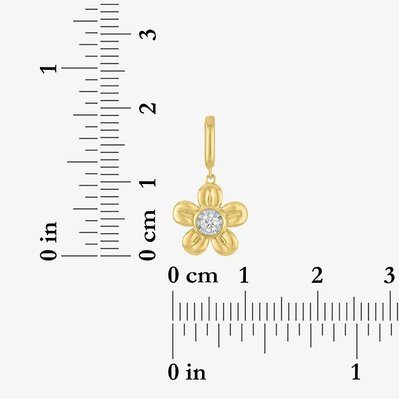 Charmed by Diamond Addiction Accent Flower (G-H / Si2- I1) White 14K Gold Over Silver Charm