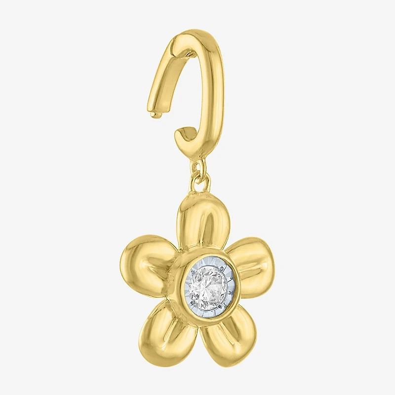 Charmed by Diamond Addiction Accent Flower (G-H / Si2- I1) White 14K Gold Over Silver Charm
