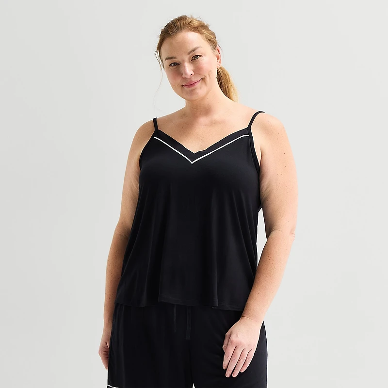 Liz Claiborne Cool and Calm Womens V Neck Sleeveless Plus Pajama Top