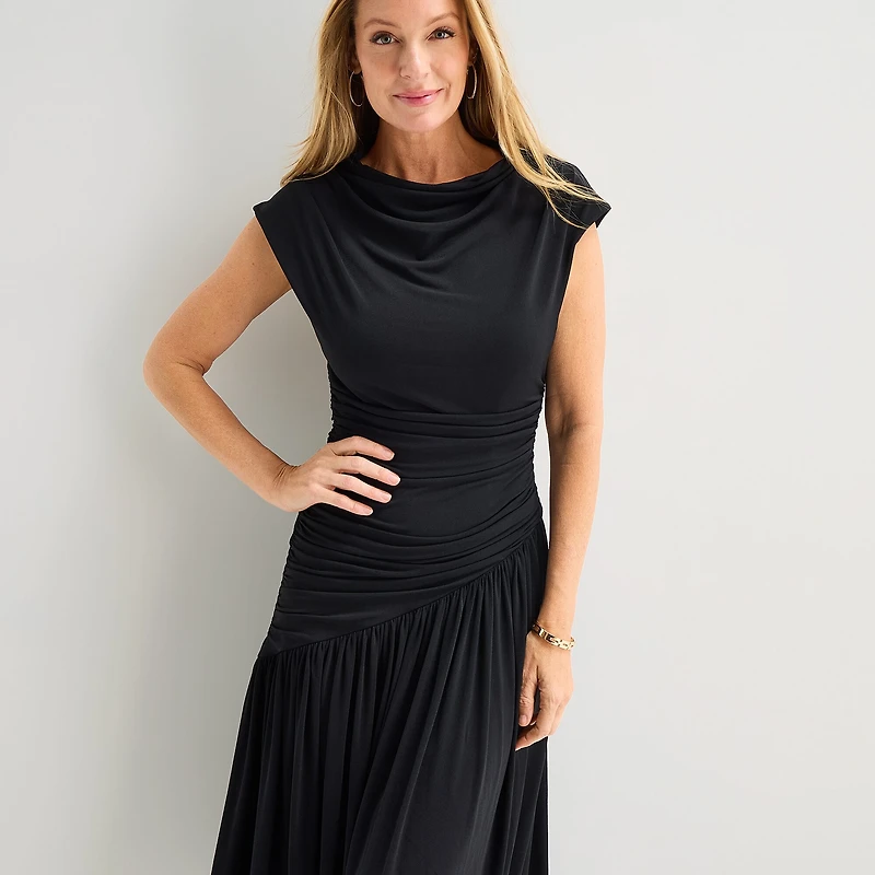 Robbie Bee Womens Boat Neck Short Sleeve Sheath Dress