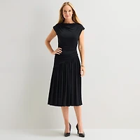 Robbie Bee Womens Boat Neck Short Sleeve Sheath Dress