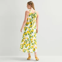 52seven Womens Midi Round Neck Sleeveless Shift Dress