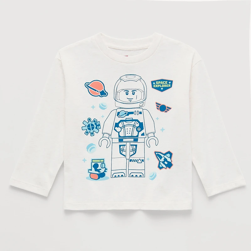 Toddler Boys Crew Neck Long Sleeve Regular Fit LEGO Graphic T-Shirt
