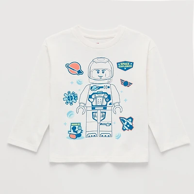 Toddler Boys Crew Neck Long Sleeve Regular Fit LEGO Graphic T-Shirt