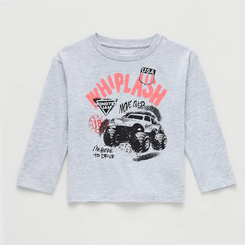 Toddler Boys Long Sleeve Regular Fit Monster Jam Graphic T-Shirt