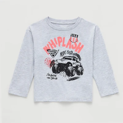 Toddler Boys Long Sleeve Regular Fit Monster Jam Graphic T-Shirt