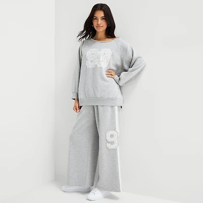 Arizona Womens Juniors Wide Leg Sweatpant