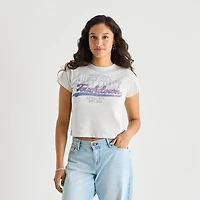 Arizona Womens Juniors Crew Neck Short Sleeve Regular Fit Graphic T-Shirt