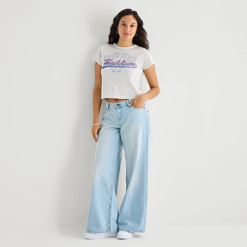 Arizona Womens Juniors Crew Neck Short Sleeve Regular Fit Graphic T-Shirt