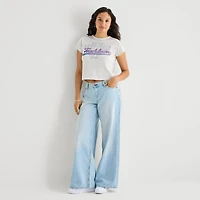 Arizona Womens Juniors Crew Neck Short Sleeve Regular Fit Graphic T-Shirt