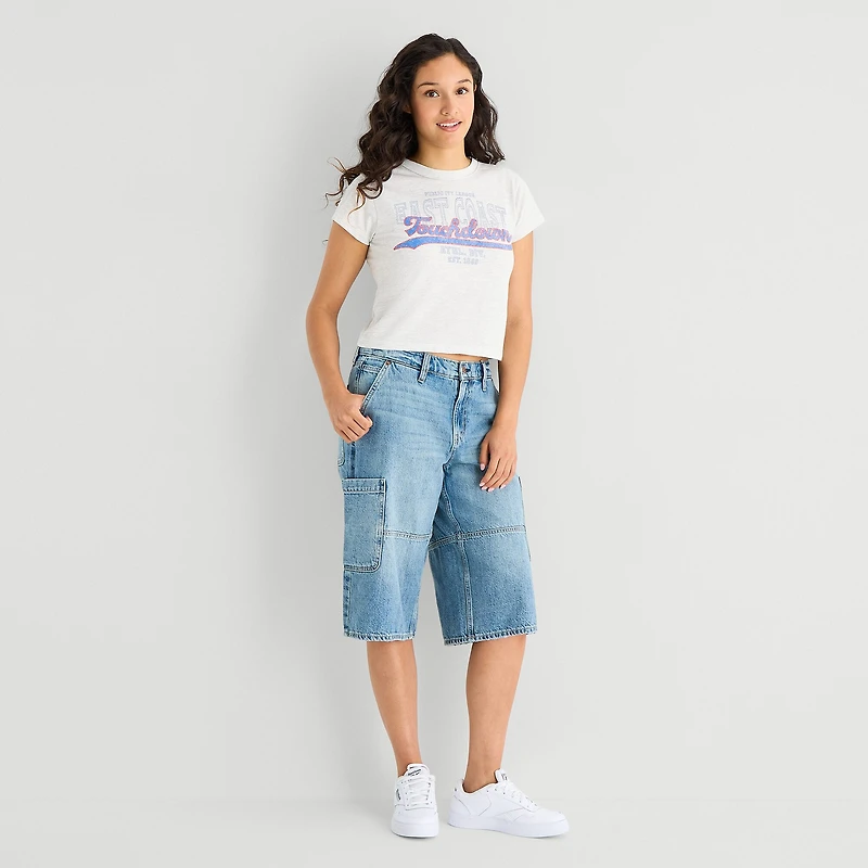 Arizona Womens 15" Low Rise Juniors Denim Short