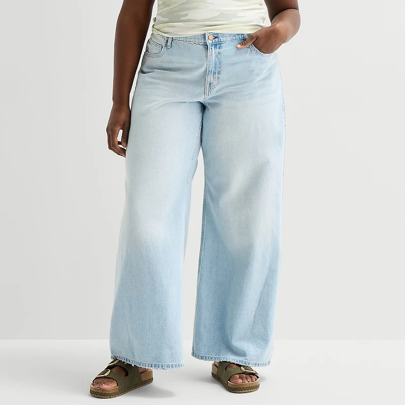 Arizona Womens Juniors Plus Low Rise Baggy Fit Jean