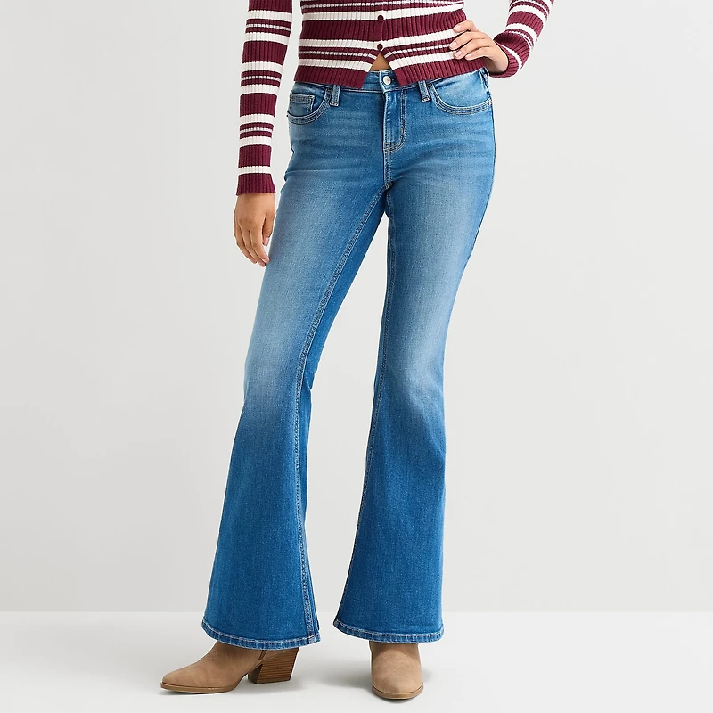 Arizona Womens Juniors Low Rise Flare Leg Jean