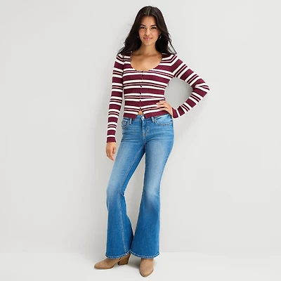 Arizona Womens Juniors Low Rise Flare Leg Jean