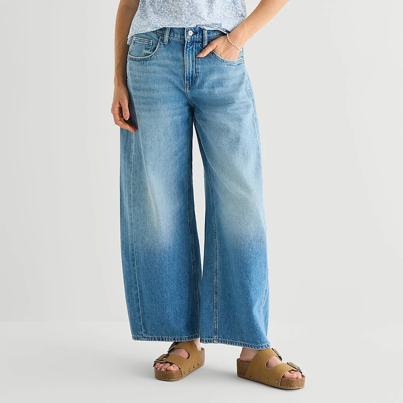Arizona Womens Juniors Low Rise Barrel Jean