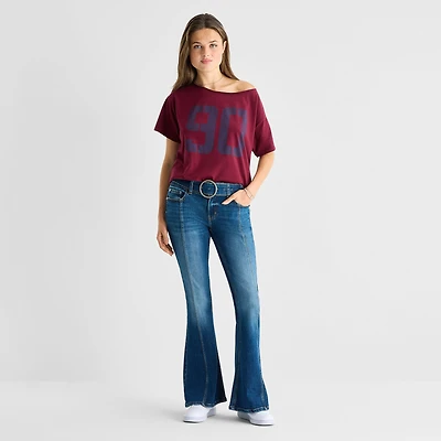 Arizona Womens Juniors Low Rise Flare Leg Jean