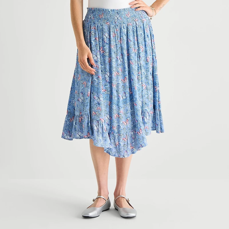 Arizona Womens Juniors Midi A-Line Skirt